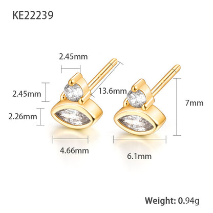 1 Pair Simple Style Eye Plating Inlay Sterling Silver Zircon 18k Gold Plated White Gold Plated Ear Studs