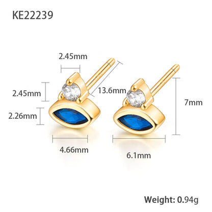 1 Pair Simple Style Eye Plating Inlay Sterling Silver Zircon 18k Gold Plated White Gold Plated Ear Studs