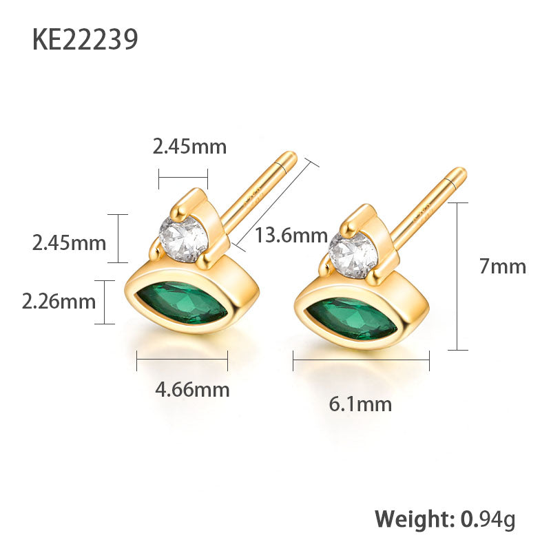 1 Pair Simple Style Eye Plating Inlay Sterling Silver Zircon 18k Gold Plated White Gold Plated Ear Studs