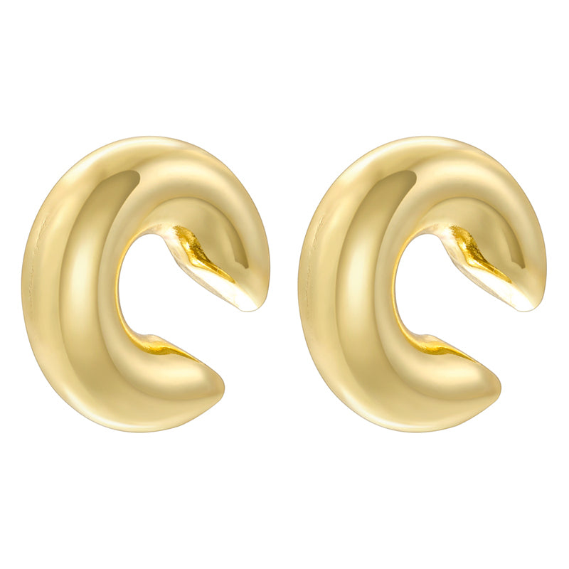 1 Pair Casual Vintage Style Simple Style C Shape Plating Copper 18k Gold Plated Earrings