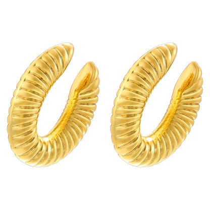 1 Pair Casual Vintage Style Simple Style C Shape Plating Copper 18k Gold Plated Earrings