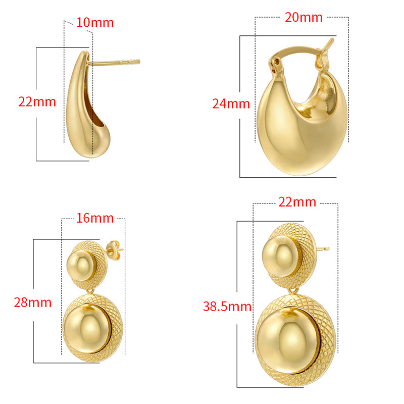 1 Pair Casual Vintage Style Simple Style Water Droplets Plating Copper 18k Gold Plated Drop Earrings