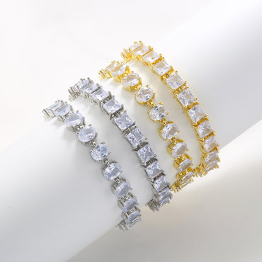 Vintage Style Simple Style Solid Color Copper Plating Inlay Zircon 18k Gold Plated Bracelets