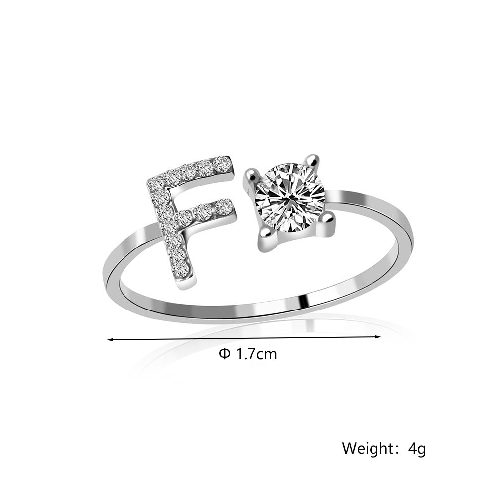 Casual Letter Alloy Inlay Rhinestones Women's Rings