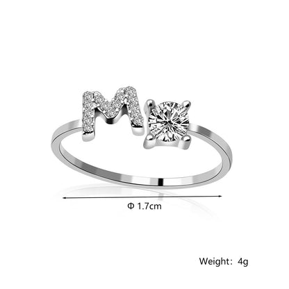 Casual Letter Alloy Inlay Rhinestones Women's Rings