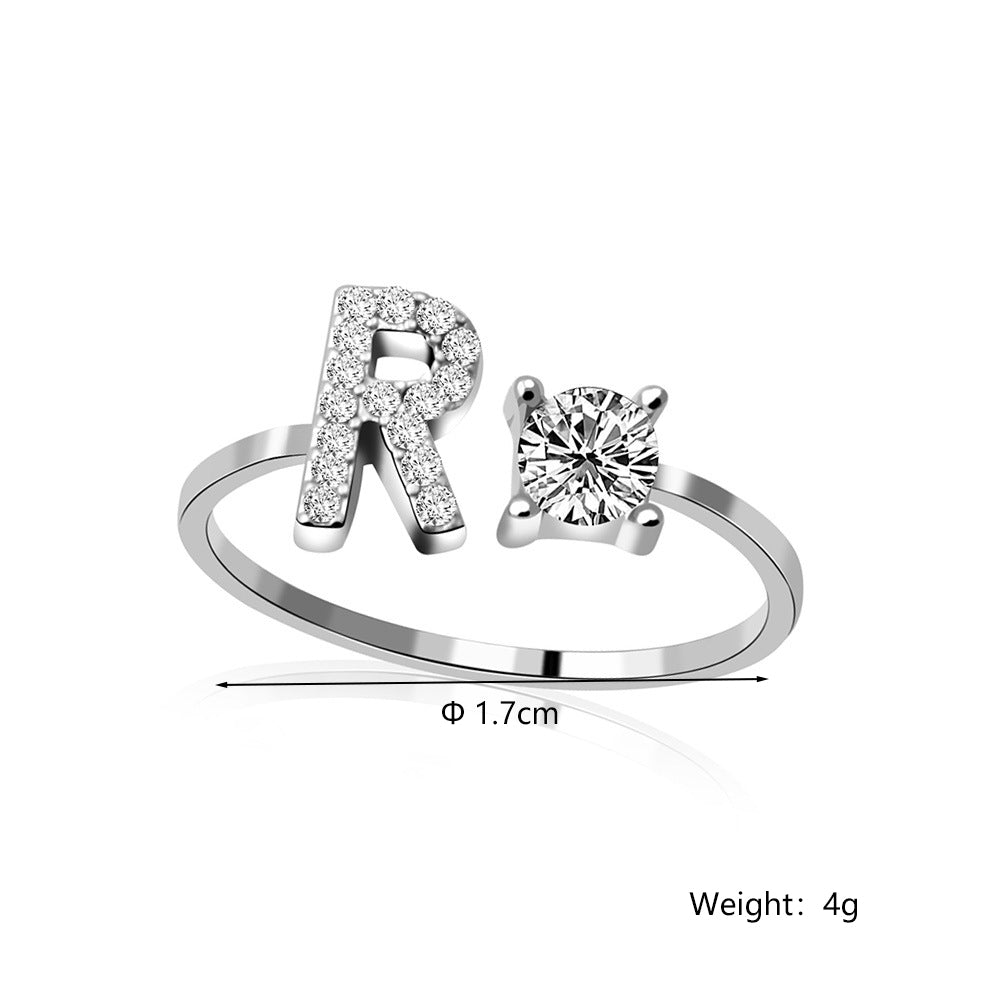 Casual Letter Alloy Inlay Rhinestones Women's Rings