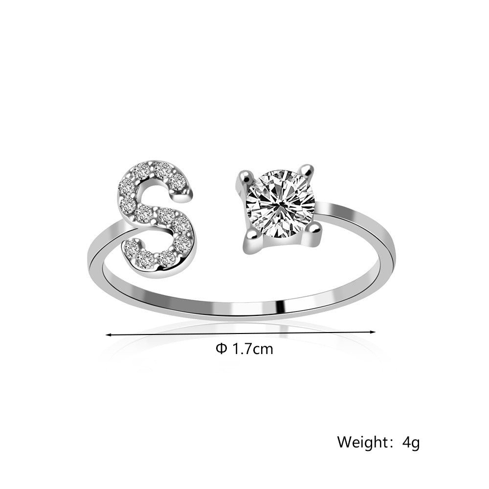 Casual Letter Alloy Inlay Rhinestones Women's Rings