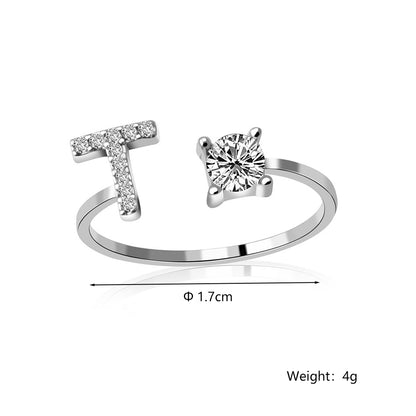 Casual Letter Alloy Inlay Rhinestones Women's Rings