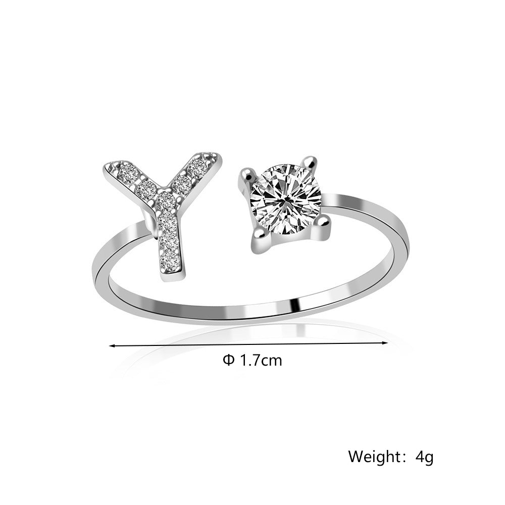 Casual Letter Alloy Inlay Rhinestones Women's Rings