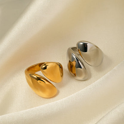Simple Style Commute Asymmetrical Stainless Steel Asymmetrical Plating 18k Gold Plated Rings