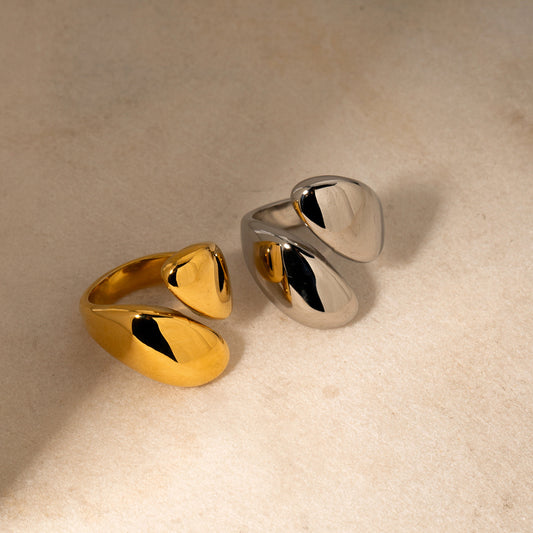 Simple Style Commute Asymmetrical Stainless Steel Asymmetrical Plating 18k Gold Plated Rings