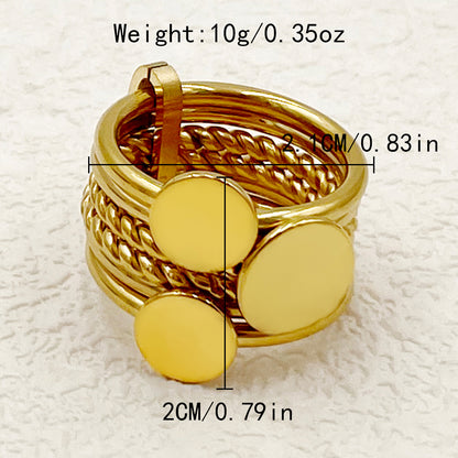 Vacation Modern Style Classic Style Round Lines Stainless Steel Plating Gold Plated Rings