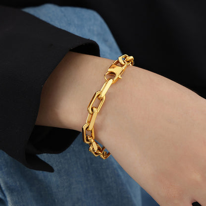 Wholesale Jewelry Simple Style Solid Color Titanium Steel 18K Gold Plated Plating Bracelets Necklace