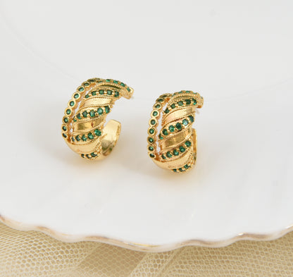 1 Pair Simple Style Geometric Plating Copper Zircon Ear Studs