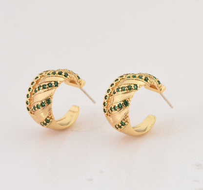 1 Pair Simple Style Geometric Plating Copper Zircon Ear Studs