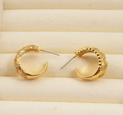 1 Pair Simple Style Geometric Plating Copper Zircon Ear Studs