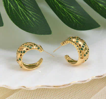 1 Pair Simple Style Geometric Plating Copper Zircon Ear Studs