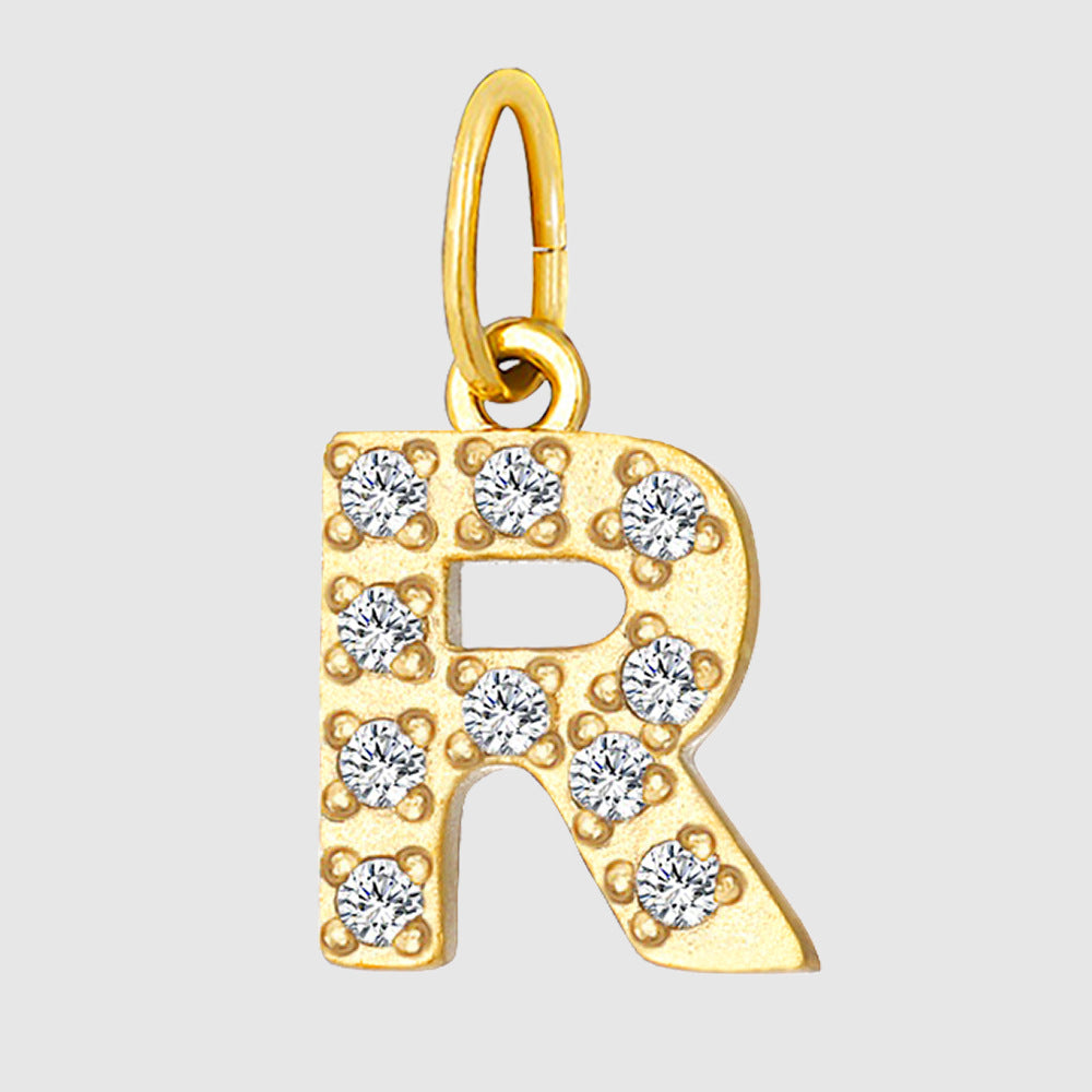 Streetwear Letter Stainless Steel Inlay Zircon Charms Jewelry Accessories