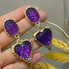 1 Pair Lady Heart Shape Inlay Copper Artificial Gemstones Drop Earrings