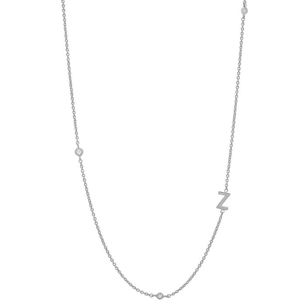 Simple Style Letter Sterling Silver Plating White Gold Plated Necklace