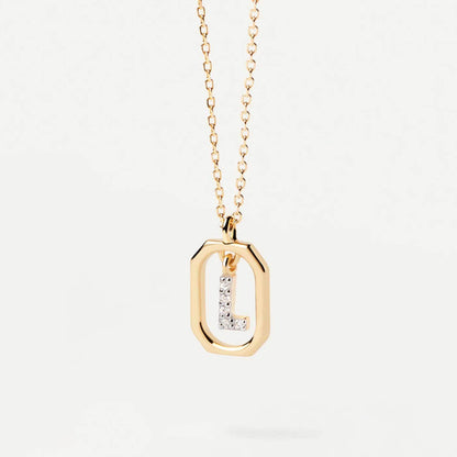 Simple Style Letter Sterling Silver Plating Inlay Zircon 18k Gold Plated Pendant Necklace