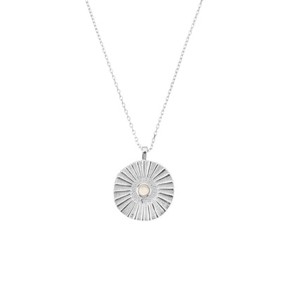 Retro Simple Style Round Sterling Silver Plating 18k Gold Plated White Gold Plated Pendant Necklace