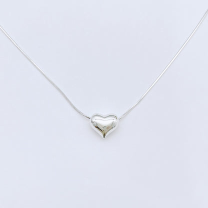 Simple Style Heart Shape Sterling Silver Pendant Necklace