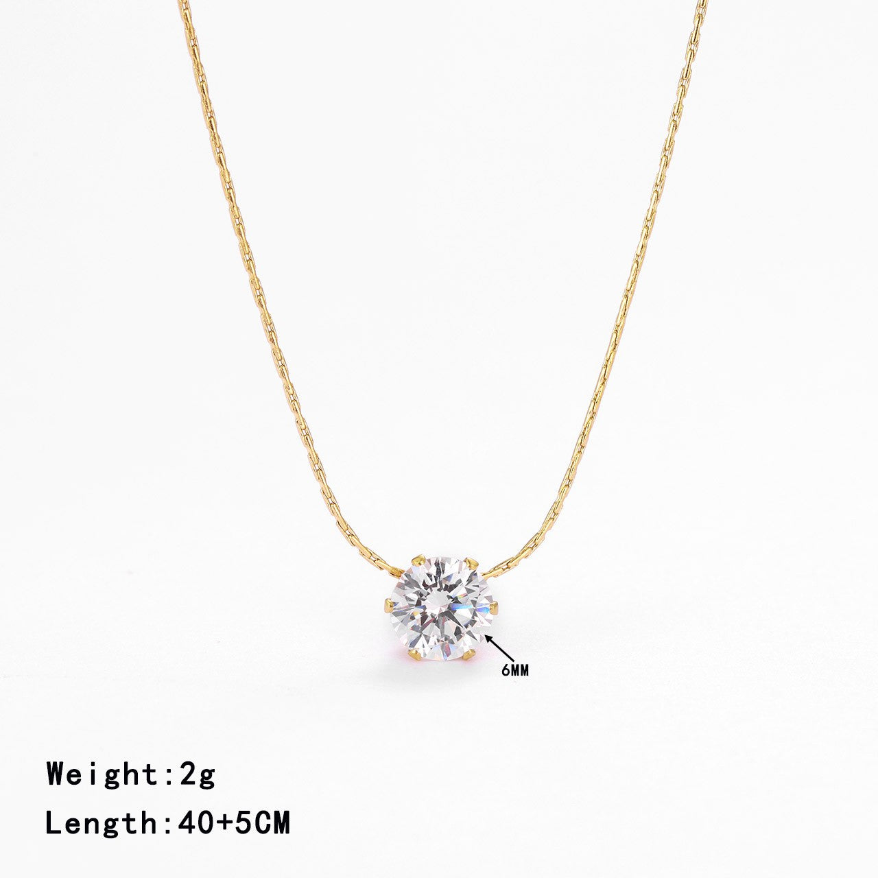 Simple Style Round Stainless Steel Plating Inlay Zircon White Gold Plated Gold Plated Necklace