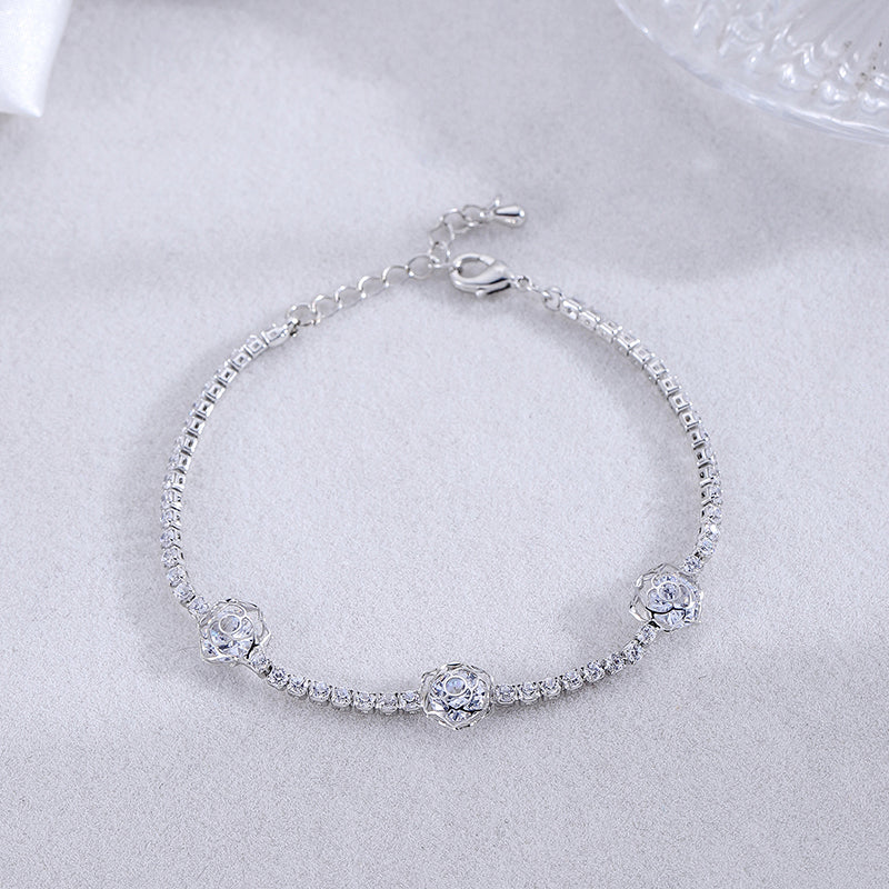 Elegant Simple Style Solid Color Flower Zircon Alloy Wholesale Bracelets