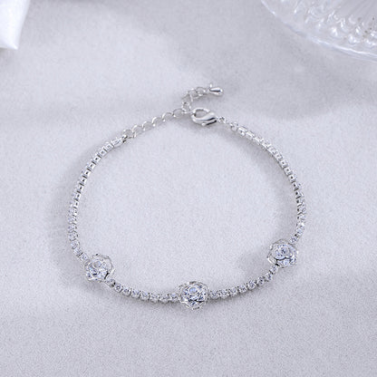 Elegant Simple Style Solid Color Flower Zircon Alloy Wholesale Bracelets