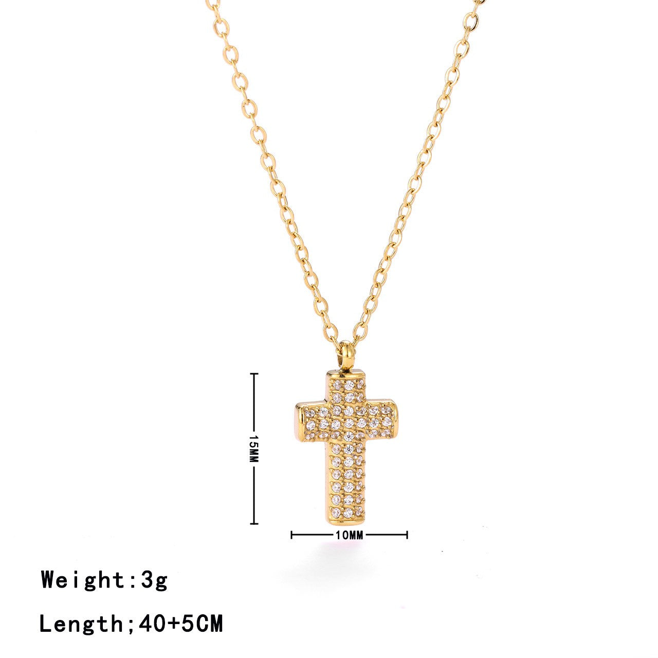 304 Stainless Steel White Gold Plated Gold Plated Elegant Luxurious Simple Style Inlay Cross Zircon Pendant Necklace