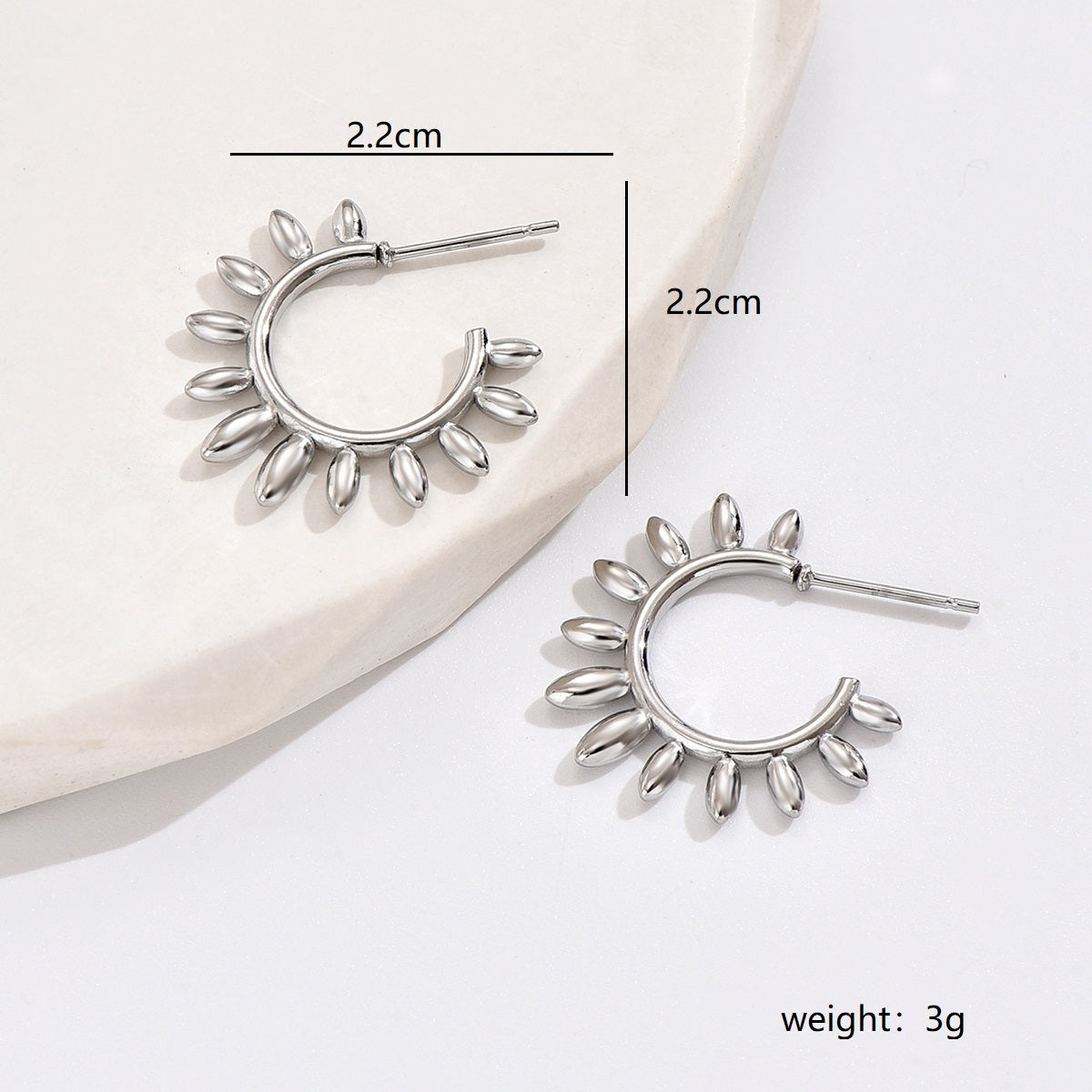 1 Pair Simple Style Classic Style Round Stainless Steel Earrings