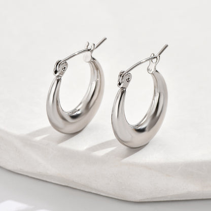 1 Pair Simple Style Classic Style Round Stainless Steel Earrings