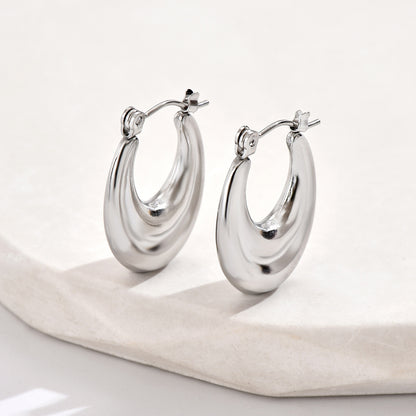 1 Pair Simple Style Classic Style Round Stainless Steel Earrings