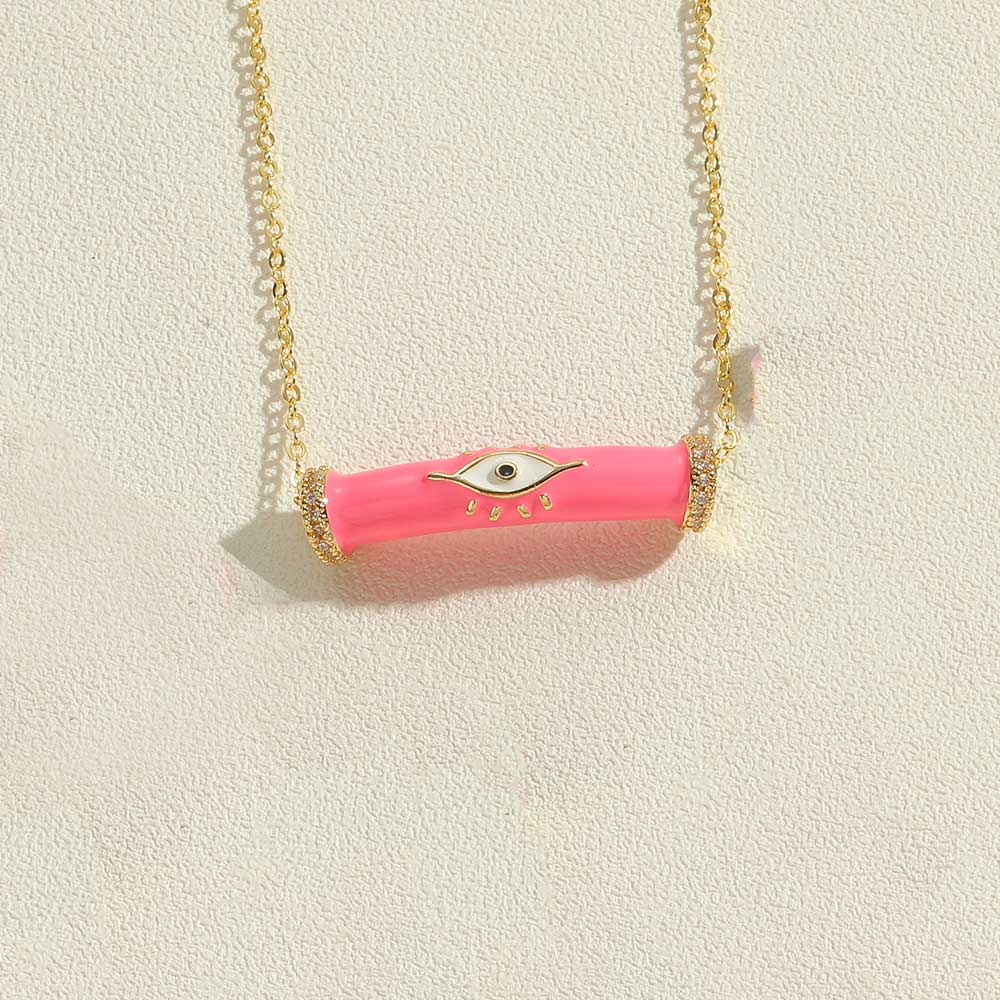 Vintage Style Simple Style Eye Copper Plating Inlay Zircon 14k Gold Plated Pendant Necklace