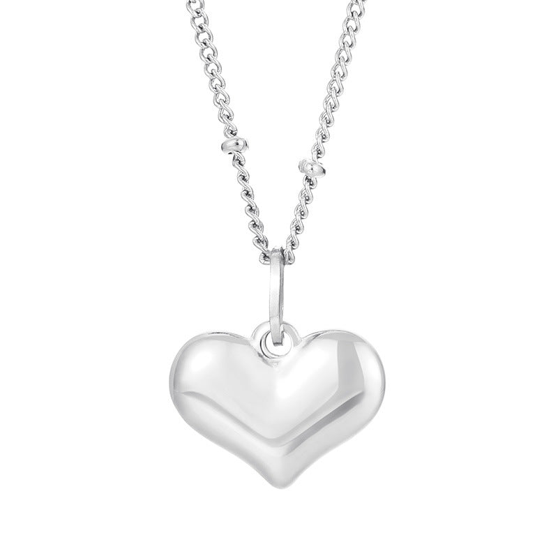 Simple Style Heart Shape Titanium Steel Inlay Resin Pendant Necklace