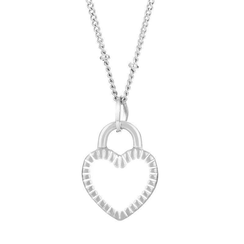 Simple Style Heart Shape Titanium Steel Inlay Resin Pendant Necklace