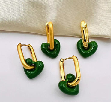 1 Pair Retro Simple Style Heart Shape Plating Brass Drop Earrings