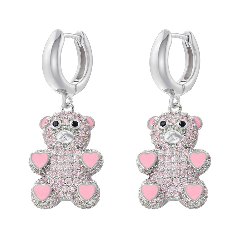 1 Pair Cute Bear Enamel Copper Earrings