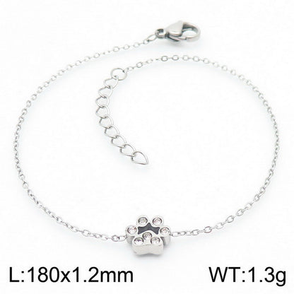 Simple Style Korean Style Animal Paw Print Titanium Steel Plating Bracelets Earrings Necklace