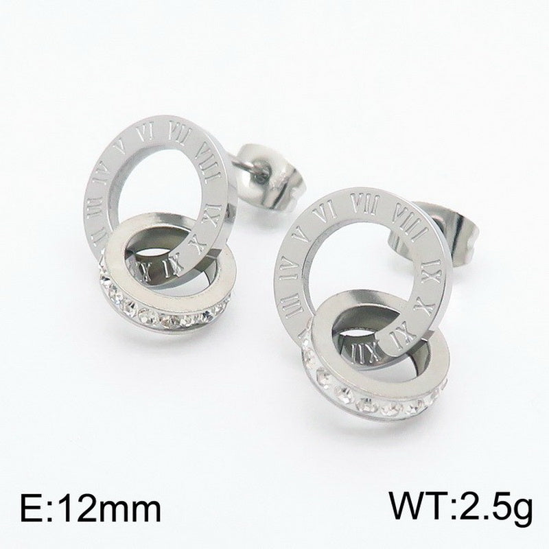 Fashion Letter Stainless Steel Plating Zircon Earrings 1 Pair