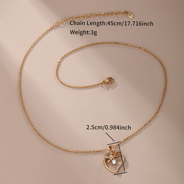 Xuping Sweet Simple Style Heart Shape Alloy Copper Alloy Plating Inlay Artificial Gemstones 18k Gold Plated Women'S Pendant Necklace