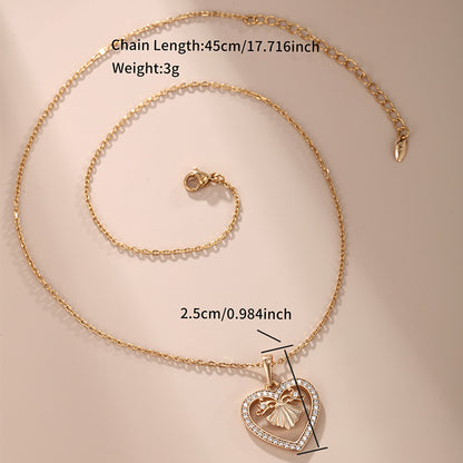 Xuping Sweet Simple Style Heart Shape Alloy Copper Alloy Plating Inlay Artificial Gemstones 18k Gold Plated Women'S Pendant Necklace