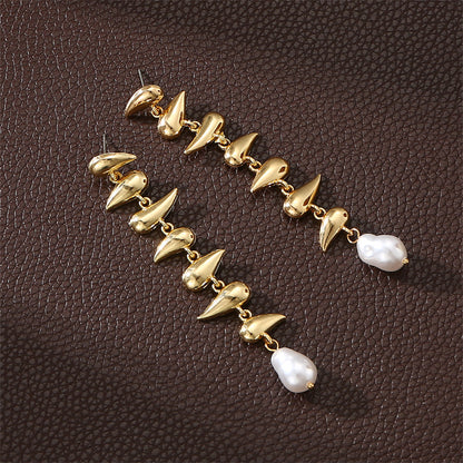 1 Pair Vintage Style Simple Style Water Droplets Solid Color Pearl Plating Alloy Drop Earrings