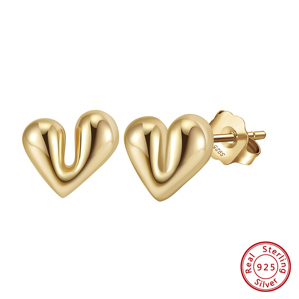 1 Pair Simple Style Classic Style Heart Shape Plating Sterling Silver 18k Gold Plated White Gold Plated Ear Studs