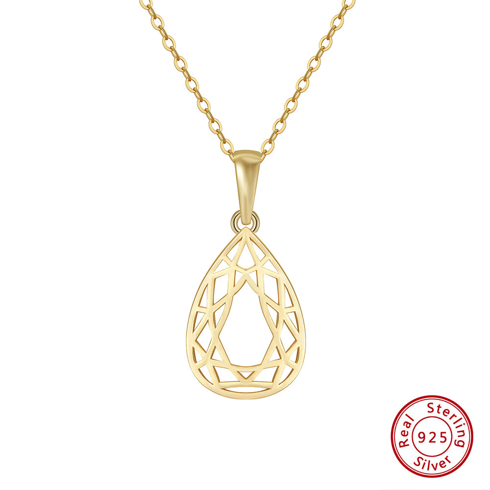 Casual Simple Style Water Droplets Sterling Silver Plating Hollow Out 14k Gold Plated Silver Plated Pendant Necklace