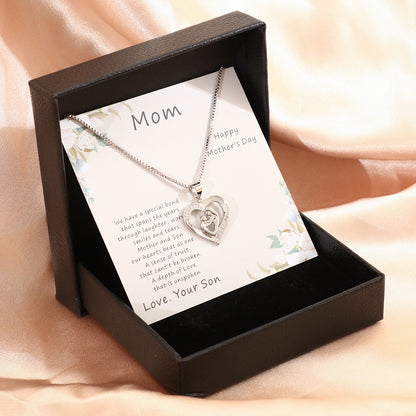 Sweet Shiny Human Heart Shape Crown Copper Plating Inlay Zircon 18k Gold Plated Pendant Necklace