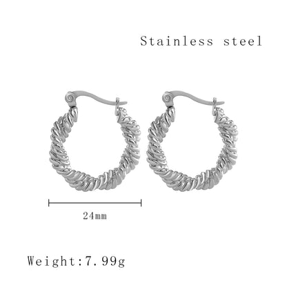 1 Pair Simple Style Round Plating Stainless Steel Titanium Steel Gold Plated Earrings