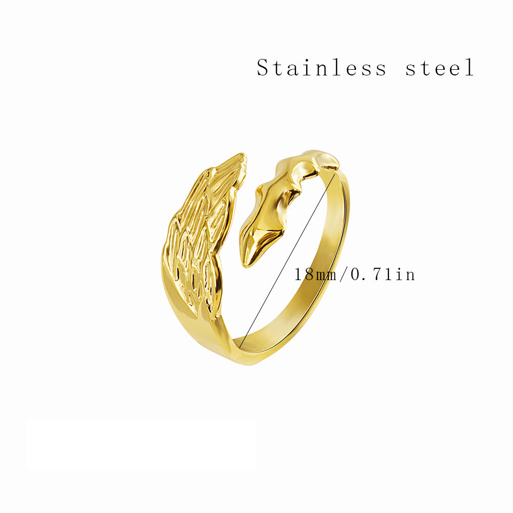 Simple Style Angel Stainless Steel Titanium Steel Plating 18k Gold Plated Open Rings