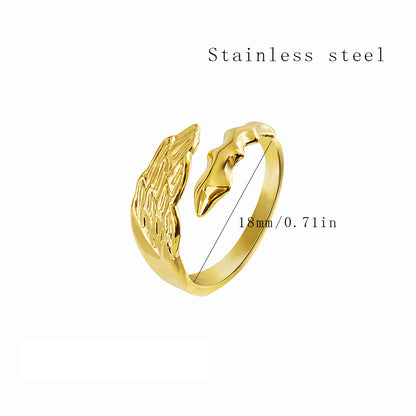 Simple Style Angel Stainless Steel Titanium Steel Plating 18k Gold Plated Open Rings